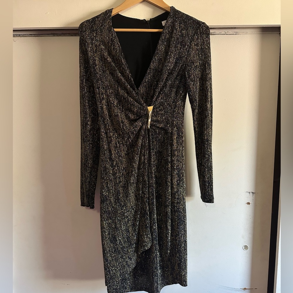 Calvin Klein Glittery Long Sleeve Dress Size 2